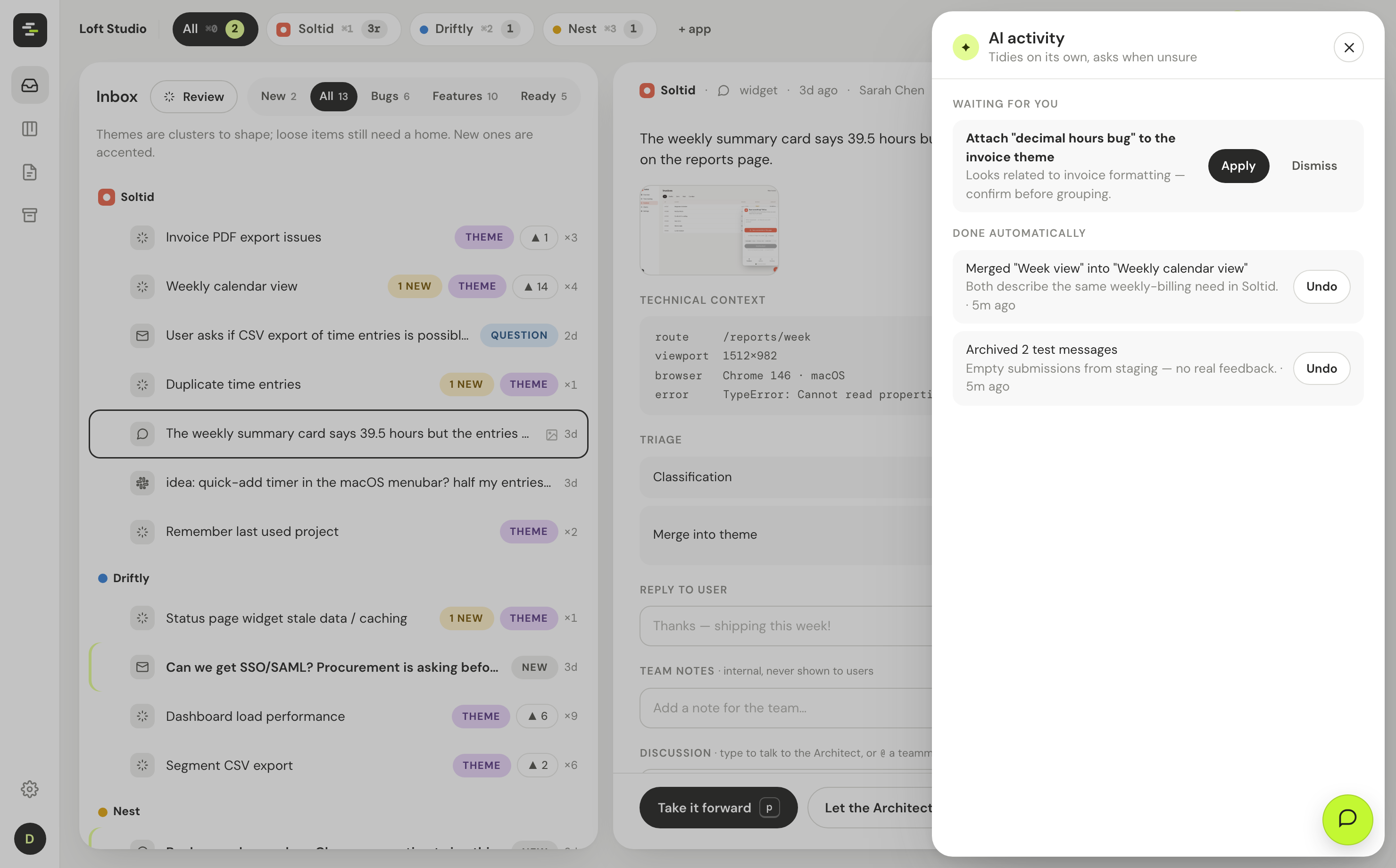 AI activity: what the inbox tidied