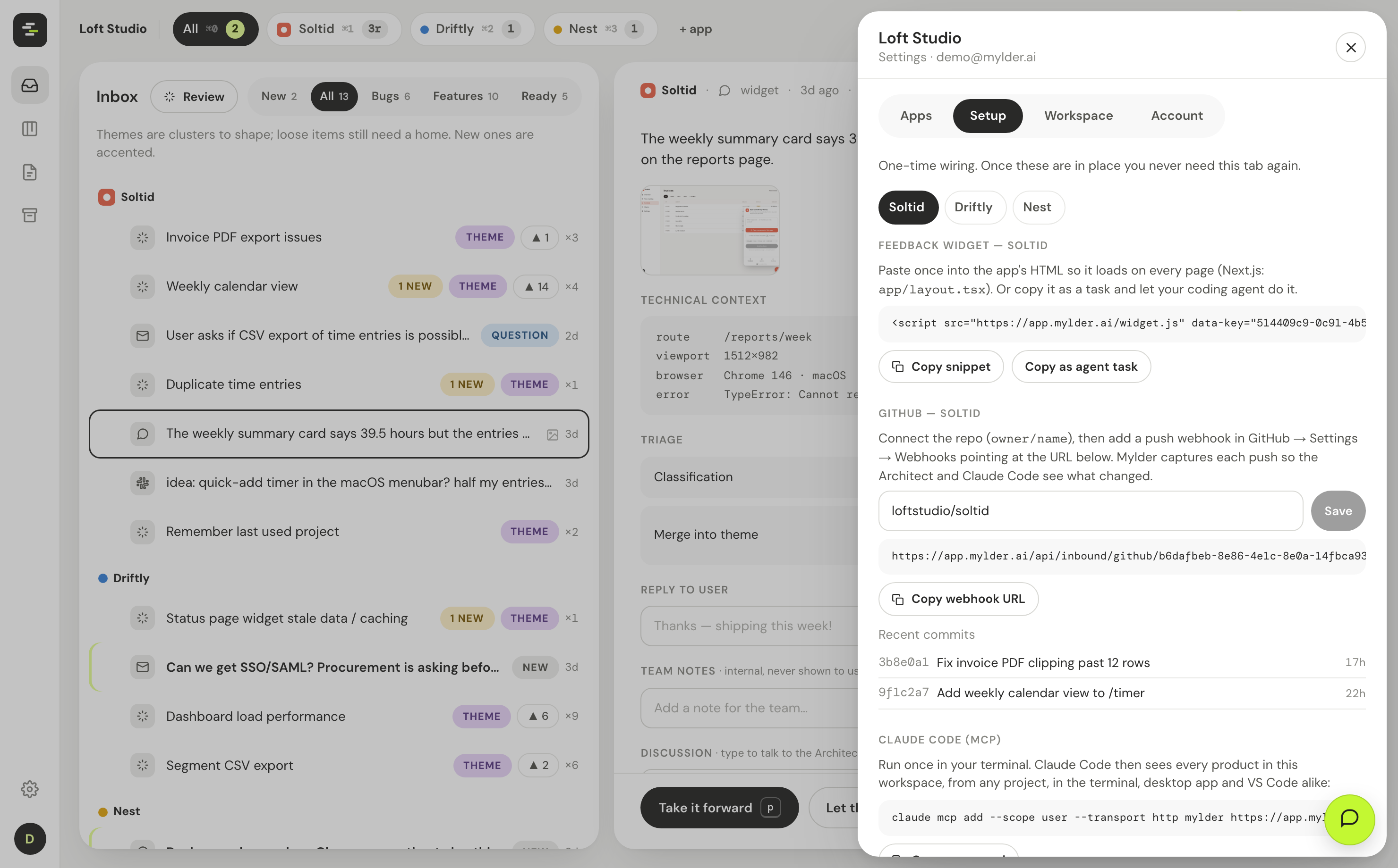 Connect a GitHub repo in Settings